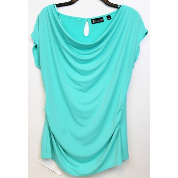 3 7th Avenue Design Studio Blouses sz L Polka Dot Blue Pink Formal New York & Co - Picture 9 of 16